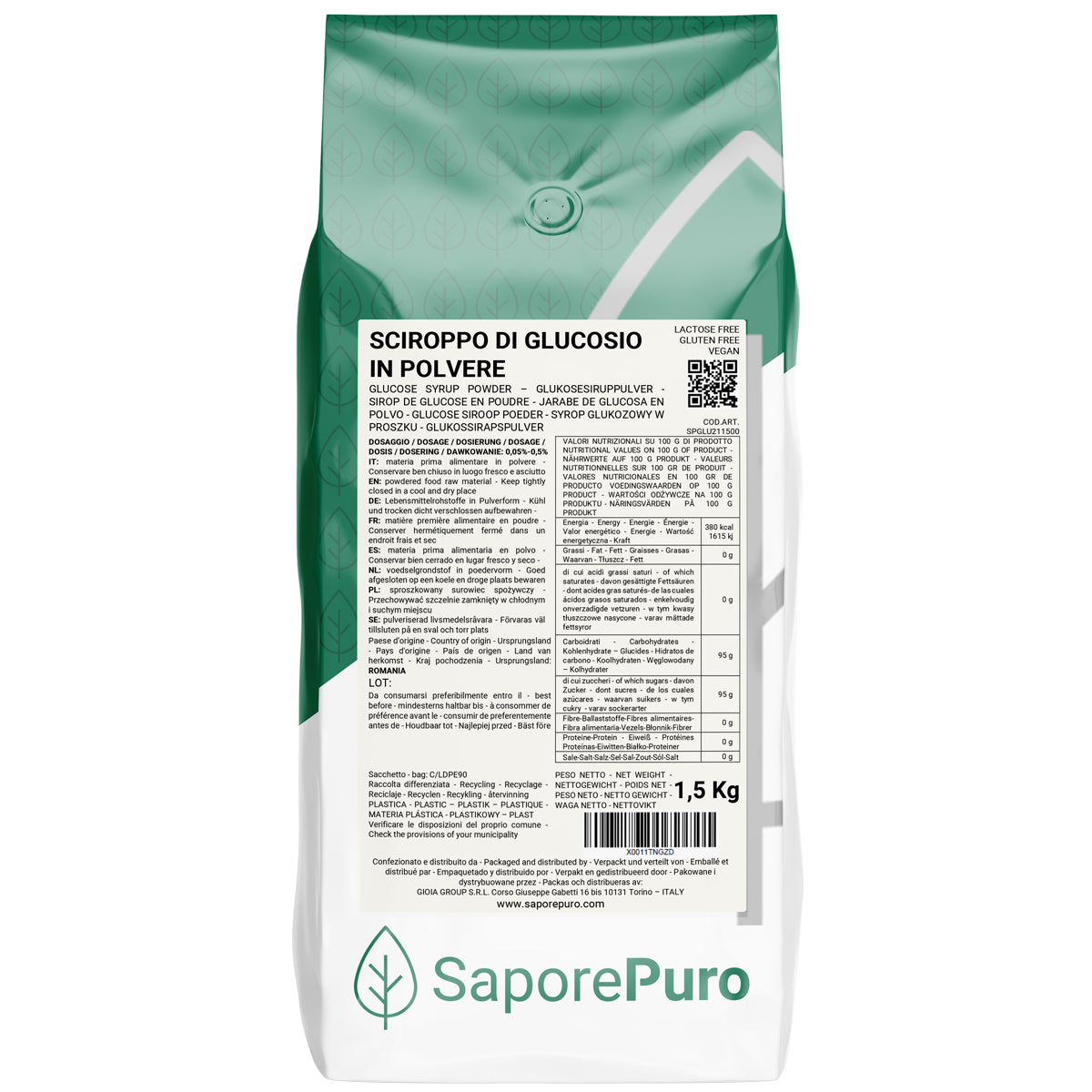 25 Kg Sciroppo Glucosio Dry in Polvere 21 DE Dolci Gelato Sorbetti