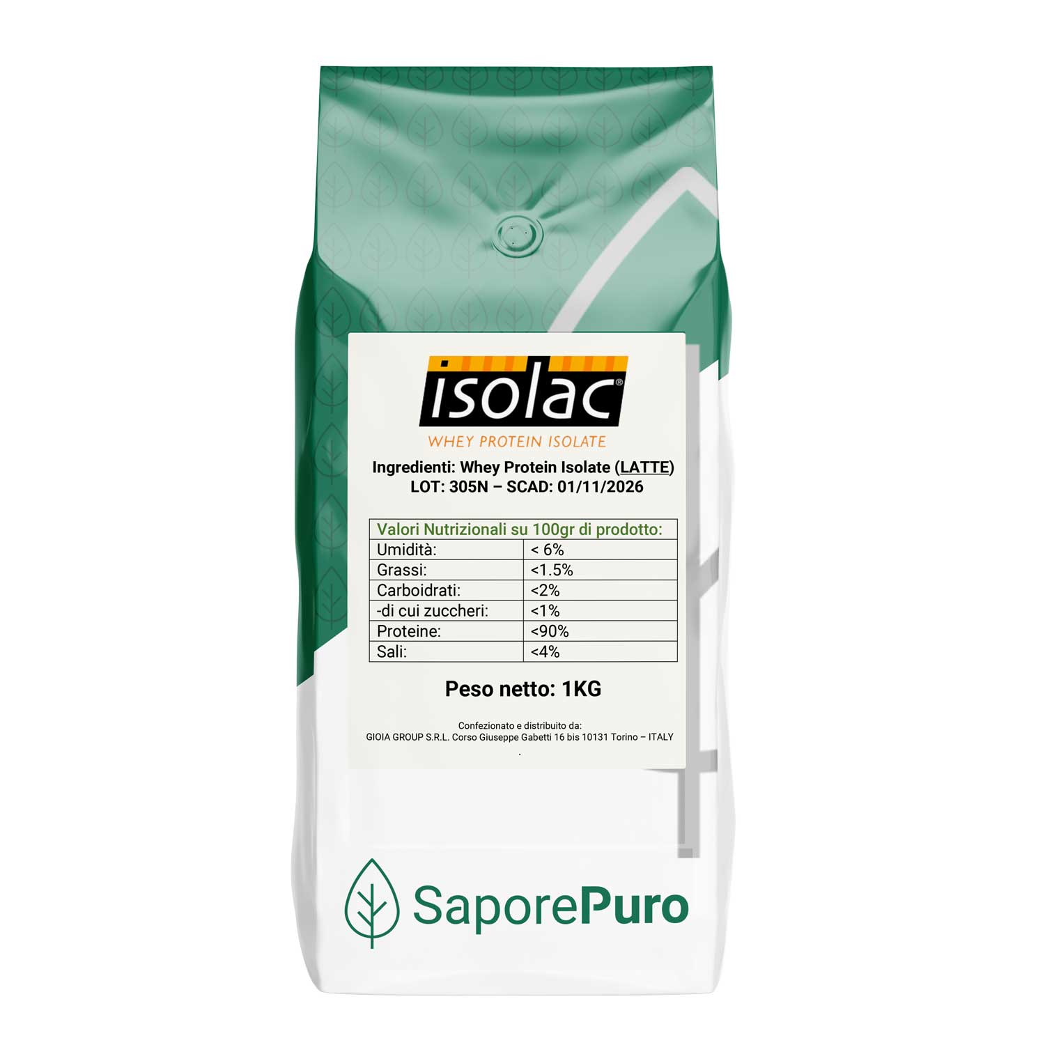 ISOLAC -  Proteine Isolate del Latte Performanti -  90% di parte proteica - 1kg - SaporePuro