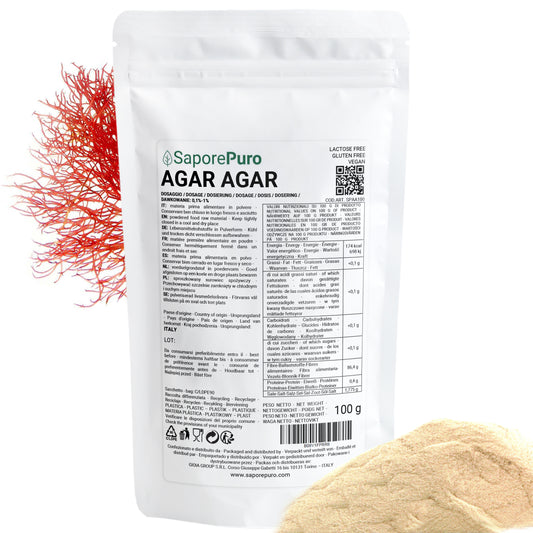 Agar Agar - E406 - 100gr - Origine ITALIA - SaporePuro