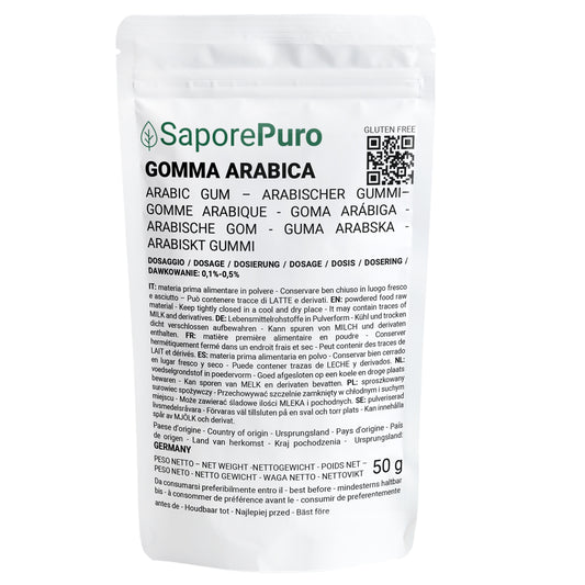 Gomma arabica in polvere - (E414) - 50gr - Confezionato in Italia - SaporePuro