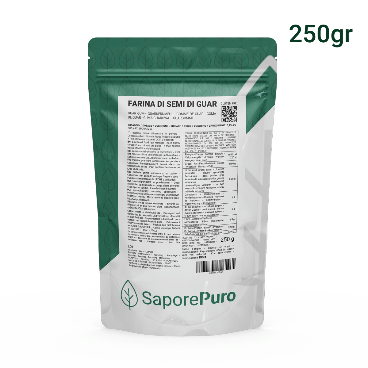 Farina di Semi di Guar - (E412) - 250gr - Origine India - Confezionato in Italia - SaporePuro